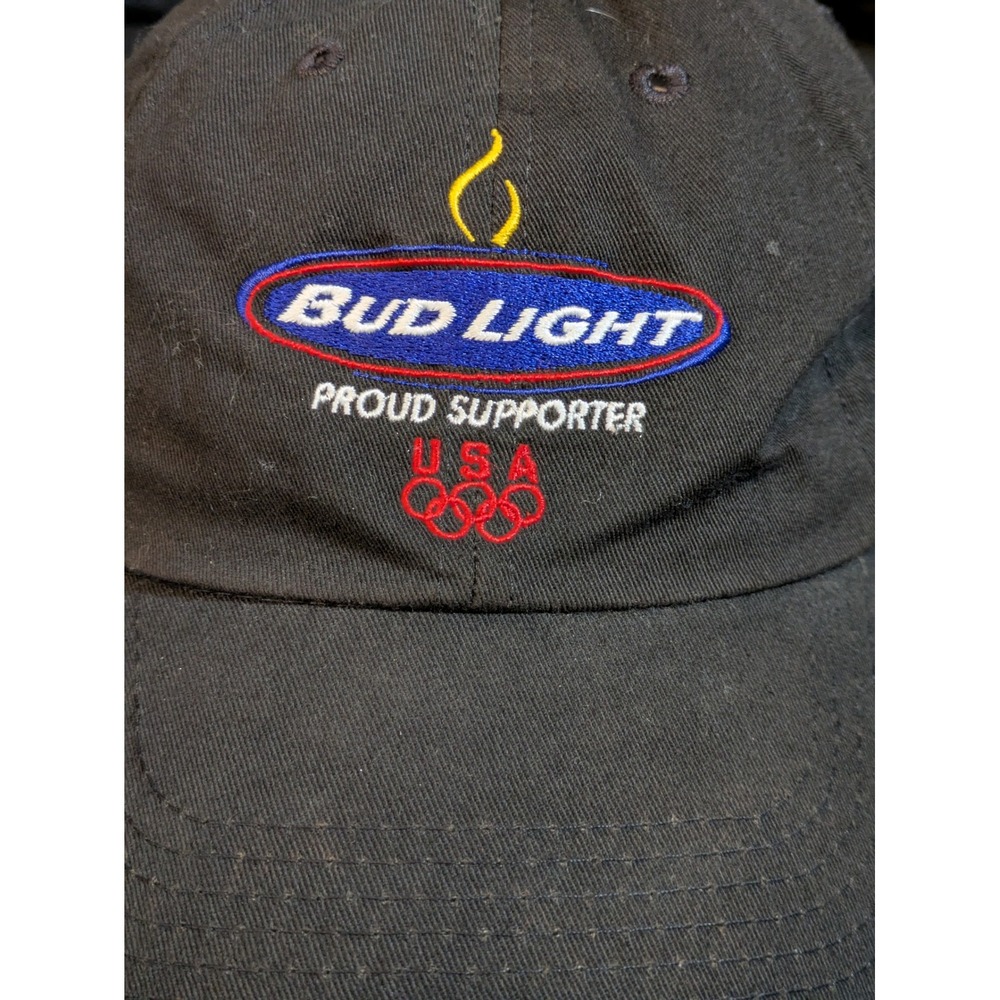 Vintage Bud Light USA Olympics Hat Black K-Products Made in USA Dad Cap - Picture 2 of 7